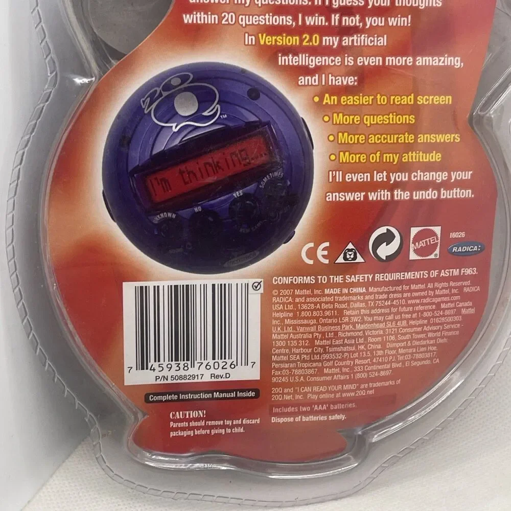 Radica 20Q 20 Questions PURPLE Electronic Handheld Game Vintage NEW